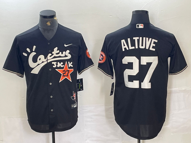 Men's Houston Astros Jose Altuve #27 Black Limited Jersey